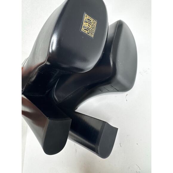 Saint Laurent Black Cherry Leather Platform Ankle Boots lace-up Designer EU 36.5 - Picture 8 of 14